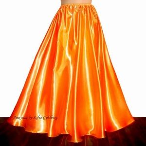 Orange Satin Maxi Skirt. Ameynra design.